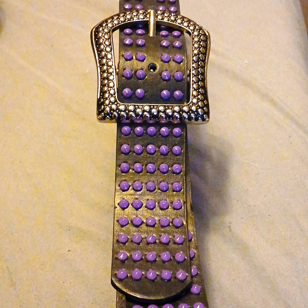 Purple studded black belt Silver buckle